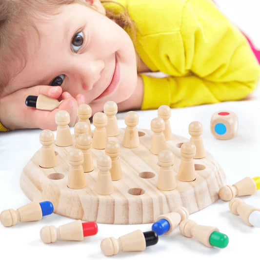 📢🔥 52 %  DE RÉDUCTION !! ✨Cadeaux pour enfants🎁Jeu d'échecs en bois Memory Match Stick