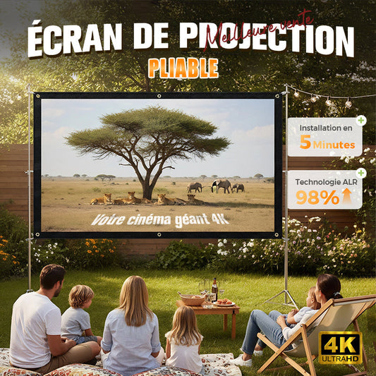 🔥 50% DE RÉDUCTION ! ✨ Écran Projection Portable Extérieur - Pliable et Réglable, Qualité 4K, Soirée Cinéma en Plein Air 🎬🌌