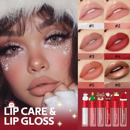 🎅Soldes de Noël 49 % de réduction💄✨ Coffret de gloss de Noël – 6 couleurs