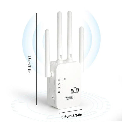 Extenseur WiFi 1200Mbps - Élimine les Zones Mortes, Connexion Stable pour Toute la Maison
