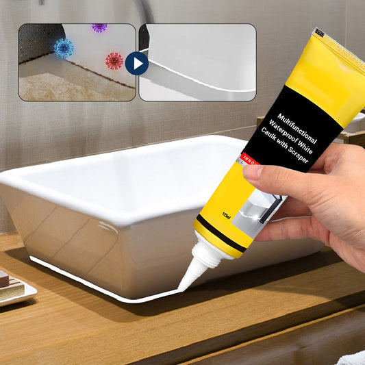 🚿 ACHETEZ 2 OBТENEZ 3! ✨ JOINT SILICONE BLANC - Imperméable & Antimoisissure, Application Facile avec Grattoir Inclus, Idéal pour Salle de Bain et Cuisine 🛁✨