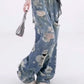 Jean en denim large et déchiré pour femme