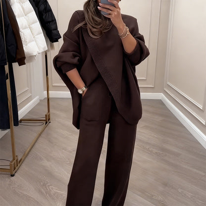👚 56% RÉDUCTION MAINTENANT ! 🔥 Ensemble 2 Pièces Femme - Pull Oversize & Pantalon Confortable, Idéal pour Tenue Décontractée Chic ✨