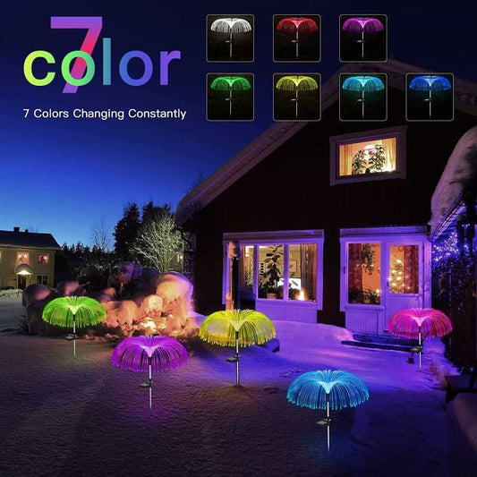 Lampe de Jardin Solaire – Lampe Méduse à Couleurs Changeantes