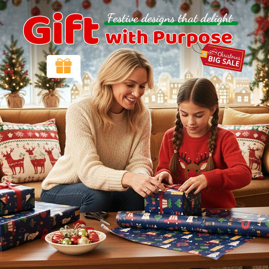 🎁 Achetez 1, Recevez 1 Gratuit ! ✨ Papier Cadeau de Noël - 70x50cm Format Large, Antidérapant, Motifs Festifs 🎄✨