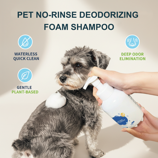 Shampooing moussant désodorisant sans rinçage pour animaux