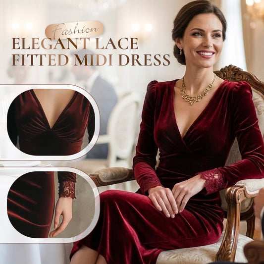 ✨ 62% de réduction !  💗 Robe mi-longue pour femme en dentelle élégante et ajustée