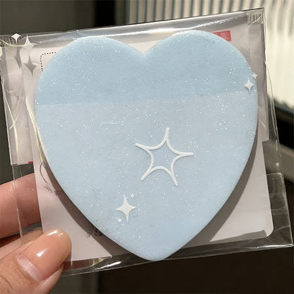 Notes adhésives transparentes nacrées en forme de cœur