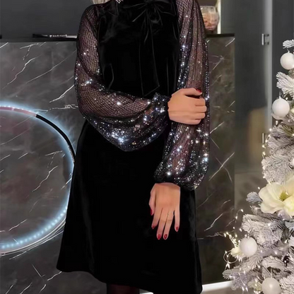 📢📢50 % de réduction !!!⏰Robe à nœud papillon et paillettes pour femme ✨👗