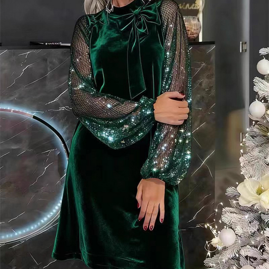 📢📢50 % de réduction !!!⏰Robe à nœud papillon et paillettes pour femme ✨👗