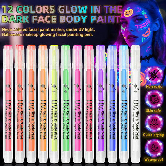 🎭🔥 56 %  DE RÉDUCTION !! ✨🎨12 couleurs de stylos à peinture néon phosphorescente pour le visage