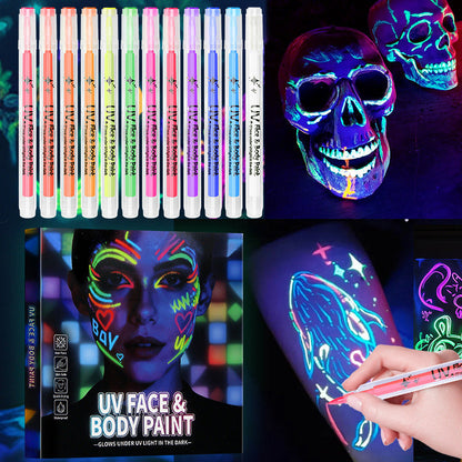 🎭🔥 56 %  DE RÉDUCTION !! ✨🎨12 couleurs de stylos à peinture néon phosphorescente pour le visage