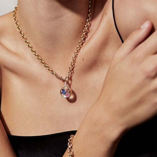 Collier Pendentif Médaillon Rétro Chic