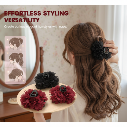 Pince à griffes élégante avec fleur en tissu