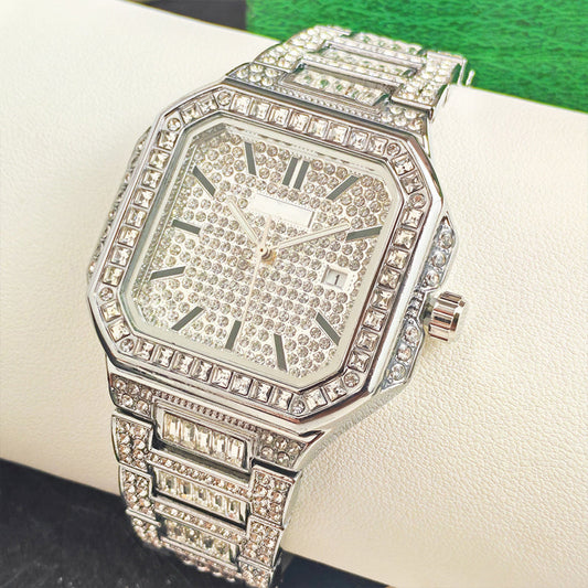 ⌚ 56% de réduction! ✨ Montre Carrée En Strass – Élégante, Brillante & Cadeau Parfait 💝